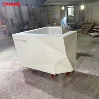 Bureau de réception d'entreprise en forme de L, design diamant, mobilier de salon unique avec LED