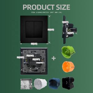 Interrupteur de Lumière <span class=keywords><strong>2</strong></span> Gang 1 <span class=keywords><strong>2</strong></span> Voies Vintage Noir Or Gris Panneau d'Aluminium Interrupteur Double Mural Standard EU Interrupteur Modulaire avec <span class=keywords><strong>Plaque</strong></span> 86 - Product Image 6