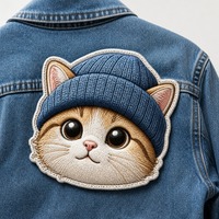 Sac fourre-tout personnalisé avec patch chat brodé en 3D et bonnet, thermocollant, qui brille dans le noir, souvenir thermocollant qui brille dans le noir