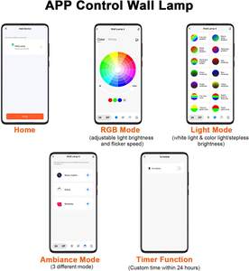 Lámparas de Pared LED Inteligentes RGB, Apliques de Pared con Rotación de 360°, Regulación Continua, Control Táctil por Aplicación, Luces de Pared Inalámbricas para Interiores - Product Image 4