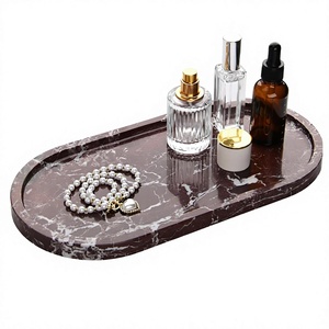 Modern Marble Textured Resin Handmade Multi-Functional Oval Kitchen Table Bathroom Living Room <b>Tray</b> Organizer Catchall <b>Perfume</b> - Product Image 2