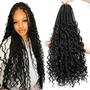 Treccine Afro Ricci Sintetiche da 14/20/22 Pollici per Intrecciare <span class=keywords><strong>Capelli</strong></span>, Stile Boho Crochet River Locs, Resistenti alle Alte Temperature, per Box Braids - Vendita all'Ingrosso - Product Image 1