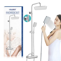 Vente en gros Kit de robinets de pommeau de douche pluie pour salle de bain Ensemble de colonne de douche pluie murale en acier inoxydable chromé