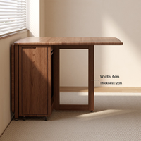 Ensemble de table carrée extensible et pliable multifonctionnelle en bois massif de style rondin, mobilier de restaurant moderne et minimaliste mobile