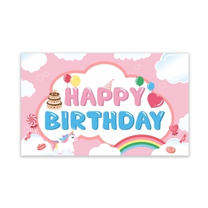 Durable gran poliéster feliz cumpleaños banner <span class=keywords><strong>rosa</strong></span> para niña - Product Image 1