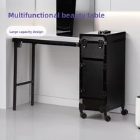 Valise de maquillage professionnelle 24'' résistante à l'eau en PC, avec miroir à 8 LED et haut-parleur Bluetooth