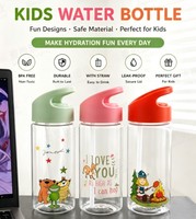 Gourde à paille pour enfants, élégante et écologique, pour sports de plein air, avec design animalier de dessin animé, en plastique, avec bec verseur à succion