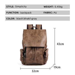 Sac à Dos Homme Personnalisé Mode Imperméable Léger Portable Vintage Sport en PU avec Bretelles Courbées en Polyester - Product Image 4