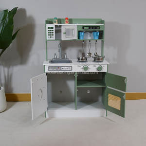 Cuisine miniature en bois pour enfants - Coloris vert et blanc - Product Image 1