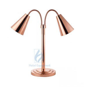 Lampada Riscaldante per Alimenti in Oro Rosa, Scaldavivande Elettrico Portatile con Lampada Riscaldante a 2 Teste Autoportante per Casa e Ristorante - Product Image 1