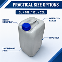 Seaux en plastique HDPE empilables de 5/10/12/20 litres avec bouchon à vis, sérigraphiés, pour le stockage de liquides, consommables IVD, usage biochimique