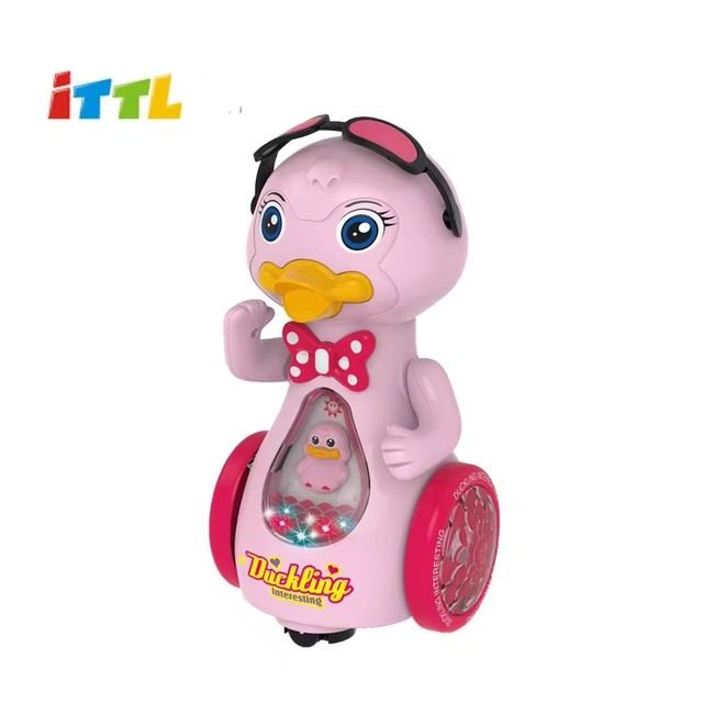 Kids Promotion Plastic Interactive Electric Battery Operated Bump and Go Animal With Sound and Light Spray Duck Toys Set