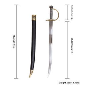Épée Courbée de Pirate <span class=keywords><strong>des</strong></span> Caraïbes Jack Sparrows 71 cm - Âge d'Or du Piratisme, Poignée Simple, Cutlass de Pirate avec Éléments de Crâne - Product Image 6