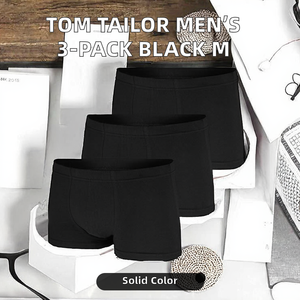 <span class=keywords><strong>กางเกง</strong></span>ขาสั้นทรงเรโทรสำหรับผู้ชาย Tom Tailor ODM แพ็ค 3 ตัว สีพื้น ผ้าฝ้ายผสมอีลาสเทน 95% เอวกลาง ไซส์กลาง (ไซส์จากผู้ผลิต M/5) - Product Image 2