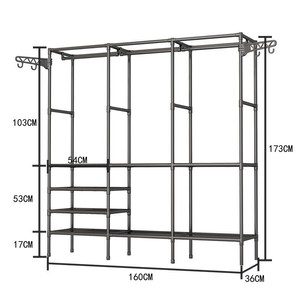 Đơn Giản Đa Chức Năng Áo Giá Kim Loại Tủ Quần Áo Cấu Trúc Thép Di Chuyển Tủ Quần Áo Tự Làm Kết Hợp Tủ Quần Áo Tủ Quần Áo Cho Phòng Khách - Product Image 6