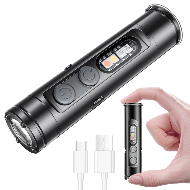 Outdoor Torch Light Long Range Super Bright Flashlight COB Keychain Work Light Rechargeable Led Flashlight Zoomable Flashlight