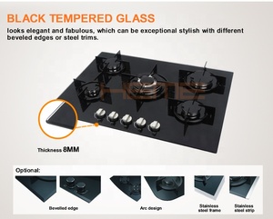 Home Kitchen Tempered Glass Top <b>Stove</b> 5 Burner Auto Ignition Built in Gas Cooktop - Product Image 5