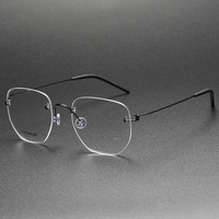 Lunettes sans monture en titane sans magnétique Structure sans vis Prescription irrégulière minimaliste Logo personnalisé en gros