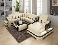 Ensemble de canapés capitonnés en cuir moderne 2021 pour salon, mobilier d'appartement de Dubaï, base en bois au design élégant