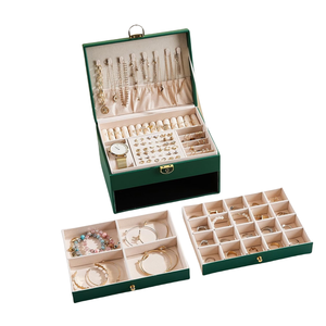 Personalizado viaje joya anillo collar vitrina elegante PU cuero reloj joyería conjunto caja de embalaje para mujeres niñas - Product Image 3