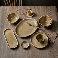 Plat de service moderne en céramique et porcelaine ST pour snacks, desserts, fruits, noix – Ensemble d'assiettes écologiques à motif végétal pour hôtels, restaurants et maisons