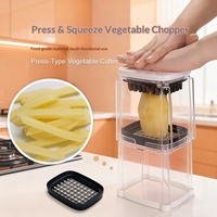 Keuken Gadgets Voedselhakker met Opvangbak, 3-in-1 Hakker Groentesnijder met Frietjes Snijder, Groentehakker, Fruitsnijder