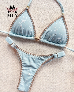 New Rush <strong>Blue</strong> Crochet Marker Swimwear Beachwear Luxury Halter Triangle <strong>Bikini</strong> <strong>Sets</strong> for Women - Product Image 1