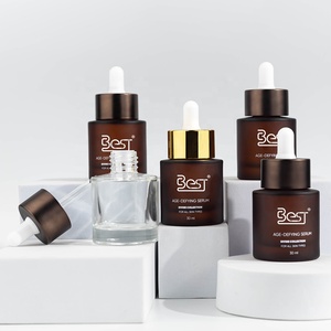 Garrafa conta-gotas de vidro com tubo de óleo essencial líquido marrom 30ml para serigrafia fosca com gola de alumínio e cabeça de borracha - Product Image 4