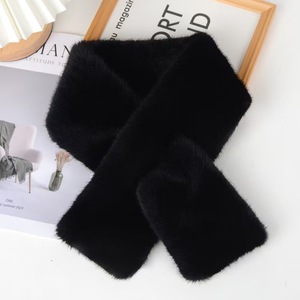 Bufanda de felpa cálida con Cuello de piel cruzada versátil <span class=keywords><strong>para</strong></span> mujer de otoño e invierno con piel sintética de conejo Rex <span class=keywords><strong>para</strong></span> niña - Product Image 4