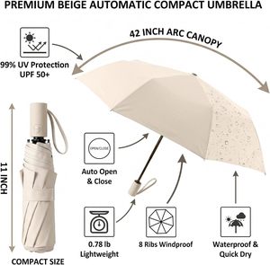 21 Inches Compact Promotional Gifts Travel <b>Automatic</b> Open Waterproof UV Protective Custom Print Three Folding <b>Umbrella</b> With Logo - Product Image 2