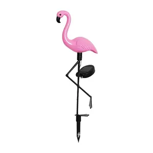 Su geçirmez sıcak LED ışık açık Metal Flamingo pembe bahçe güneş ışıkları