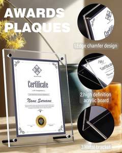 Support de signalétique en acrylique premium, <span class=keywords><strong>cadre</strong></span> vertical pour licence commerciale avec vis de fixation, présentoir de bureau personnalisé pour logo et récompenses - Product Image 6