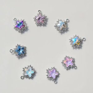 Colgantes de estrella de circonita chapados en aleación de zinc para la fabricación de pendientes, componentes de joyería DIY GJ178 - Product Image 2