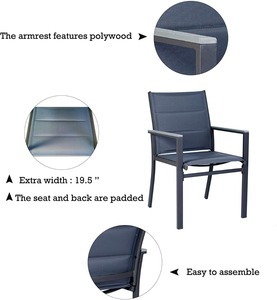 Chaise à bascule moderne <span class=keywords><strong>en</strong></span> <span class=keywords><strong>aluminium</strong></span> gris foncé rembourrée <span class=keywords><strong>en</strong></span> tissu <span class=keywords><strong>Textilène</strong></span>, empilable, pour l'extérieur, idéale pour hôtels, cuisines, jardins <span class=keywords><strong>et</strong></span> salons. - Product Image 5