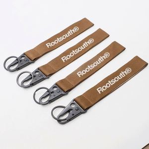 Custom Jacquard Logo Keychain Lanyard Urban Streetwear Fabric Key <b>Ring</b> <b>Holder</b> High Density Woven Tactical Belt Key Clip - Product Image 1