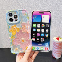 Coque arrière de luxe LeYi, motif vague florale mignon, antichoc, étui scintillant en TPU pour iPhone 17 15 16 Pro Max