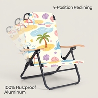 Chaise de plage réglable en aluminium à 4 positions, chaise de plage pliable inclinable antirouille pour bronzer et se prélasser en plein air