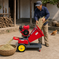 Nouvelle Hacheuse à Fourrage sur Chariot 168 7.0HP avec Démarrage Manuel, Roue en Acier, Mobile, pour Ensileuse, Hacheuse d'Herbe, Usage Agricole, Capacité 1 Tonne/Heure