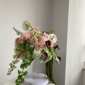 Luxury Green Rose Real Touch Hydrangea Flower Ball fiore artificiale centrotavola per matrimonio con foglie di amaranto per matrimonio - Product Image 5