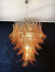 <span class=keywords><strong>Lampadario</strong></span> a spirale in vetro artistico <span class=keywords><strong>arancione</strong></span> bruciato enorme ambra italiana Murano - Product Image 2