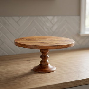 Soporte de Madera Artesanal para Tartas, Plato Redondo para Servir Postres, Soporte de Madera Natural para Exhibir Tartas y Productos de Panadería - Product Image 1