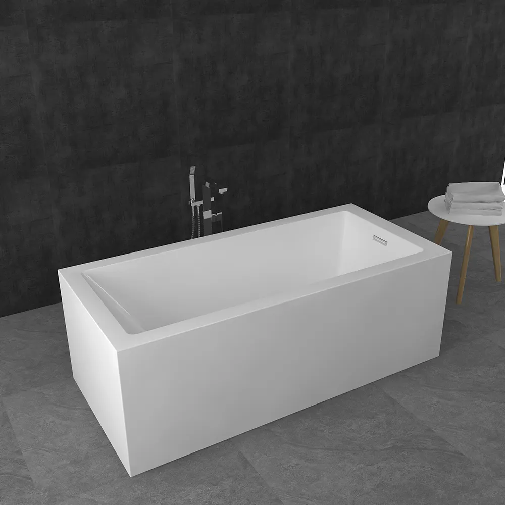 Thick edge white square freestanding bathroom tubs rectangular adult 1700mm large acrylic bathtub