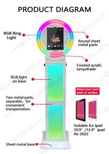 LED Ringlight <span class=keywords><strong>Social</strong></span> Media Booth Soporte de piso portátil Photo Booth Kiosk Station para 10,9-12,9 "iPad Air Pro Selfie Photo Booth - Product Image 5