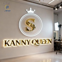 Enseigne lumineuse LED murale pour salon de beauté, design gratuit, lettres en métal doré rétroéclairées 3D, logo personnalisé, enseigne LED pour entreprise, intérieur/extérieur