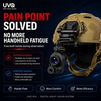 Kit Monokuler Penglihatan Malam Gaya PVS-14 Perbesaran 2X/4x/1x Resolusi 800x600 Dudukan Helm Lipat untuk Observasi UVQ G14