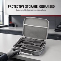 Étui rigide compact en EVA de qualité supérieure, antichoc et étanche, gris, organiseur d'outils, sac rigide avec poche en filet et fermeture éclair, pour le voyage