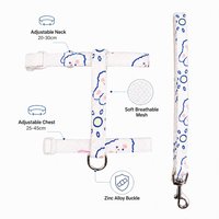 Laisse en tissu pour animaux de compagnie avec harnais motif dessin animé, style coréen, équipement de promenade extérieur pour chiens, conception anti-évasion pour petits chiens