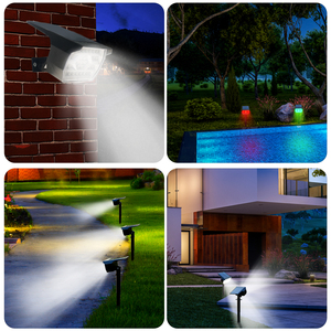 Luces <span class=keywords><strong>solares</strong></span> RGB <span class=keywords><strong>para</strong></span> piscina, impermeables <span class=keywords><strong>para</strong></span> exteriores con 6 modos, valla de pared de plástico, montaje en tierra, <span class=keywords><strong>focos</strong></span> de jardín con energía solar - Product Image 4