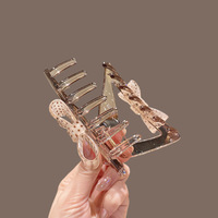 Pince à cheveux élégante en PVC transparent à pois avec nœud, pince requin triangulaire pour femmes, accessoires capillaires quotidiens