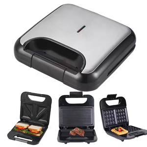 Sandwichera Anbolife <span class=keywords><strong>de</strong></span> 2 Rebanadas <span class=keywords><strong>de</strong></span> Acero Inoxidable con Placas Desmontables, 750W, 3 en 1, Tostadora y Waflera - Product Image 1